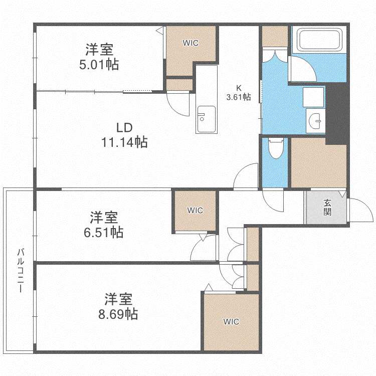 アルファスクエアS17(3LDK/4階)の間取り写真