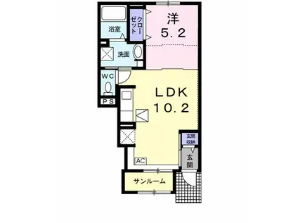 プランドールA(1LDK/1階)の間取り写真