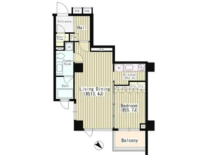 テラッツァ表参道(1LDK/2階)の間取り写真