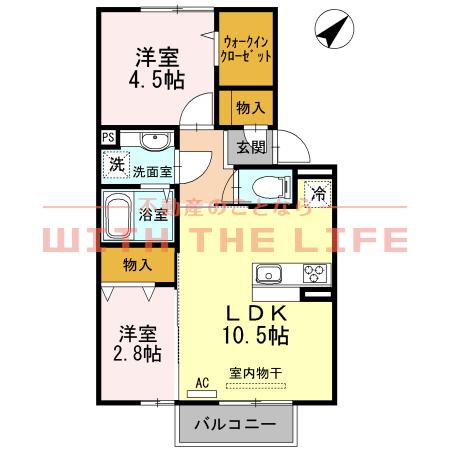 D‐ROOM COCO(2LDK/2階)の間取り写真