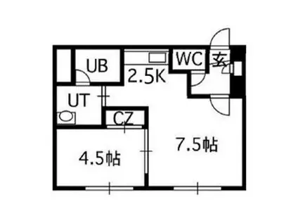 エポック南7条館(1DK/2階)の間取り写真