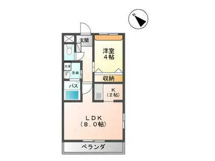 Kメゾン(1LDK/2階)の間取り写真