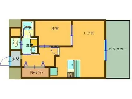 SAI宇宿(1LDK/12階)の間取り写真