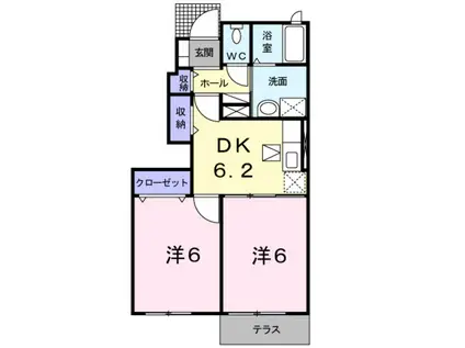 ＪＲ和歌山線 下井阪駅 徒歩5分 2階建 築17年(2DK/1階)の間取り写真