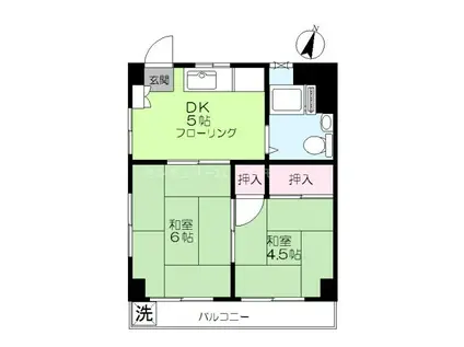 ハイム勝美A(2DK/2階)の間取り写真