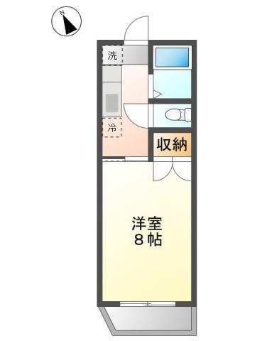 プレアール老松町II(1K/4階)の間取り写真