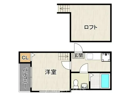 ガーラ大橋(1K/2階)の間取り写真