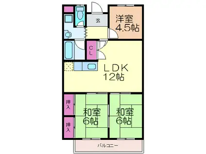 メゾンカタケ(3LDK/3階)の間取り写真