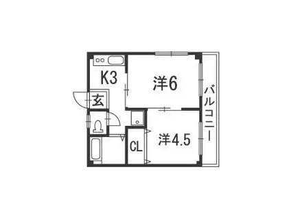 ジェントル矢沢(2K/3階)の間取り写真