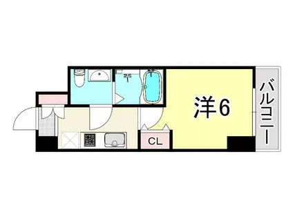アリビオ立花I(1K/6階)の間取り写真