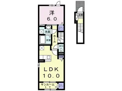 ラッフィナートIV(1LDK/2階)の間取り写真