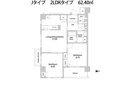 コーポレート連雀1号棟(2LDK/3階)の間取り写真
