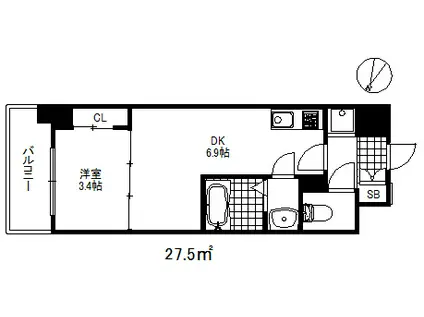 エスディーグランツ神戸ランドマーク(1DK/10階)の間取り写真