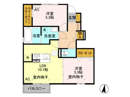 プレミアムコート(2LDK/1階)の間取り写真