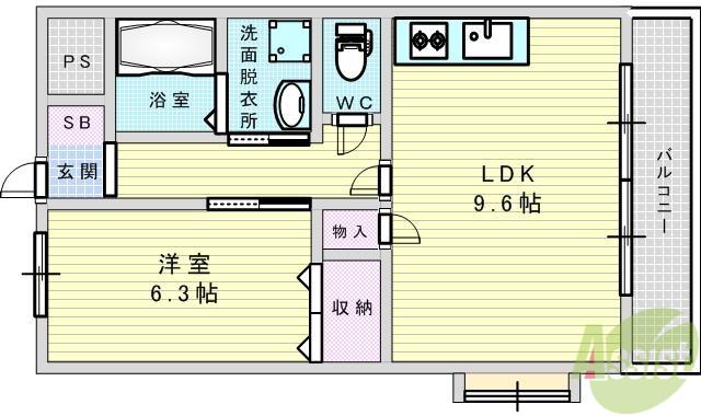 エスポワールアイ(1LDK/1階)の間取り写真
