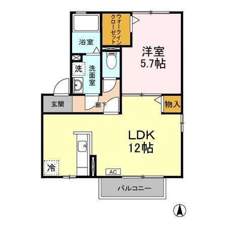 アーク・リヴェールA(1LDK/1階)の間取り写真