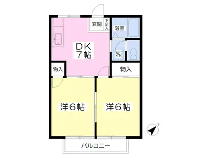 コーポアイC棟(2DK/2階)の間取り写真