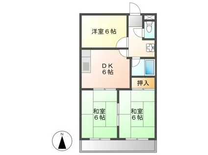 シティーハイム児玉(3DK/3階)の間取り写真