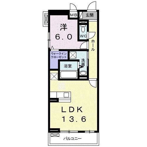リベルテ 東助松(1LDK/3階)の間取り写真