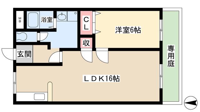ファイン梅森(1LDK/1階)の間取り写真