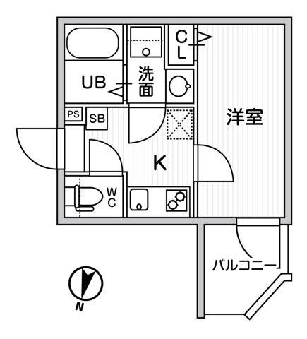 TS CUORE横濱元町(1K/2階)の間取り写真