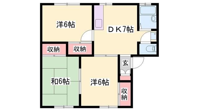 サンコート広畑(3DK/1階)の間取り写真