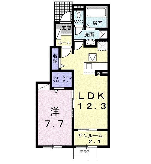 エスポワール(1LDK/1階)の間取り写真