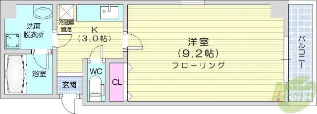 フィオーレ壱番館(1K/4階)の間取り写真