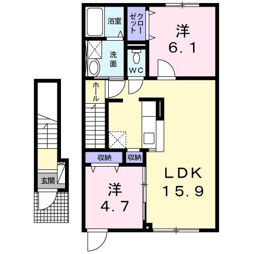 ロータスウエスト(2LDK/2階)の間取り写真