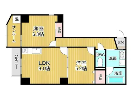 アクシルコート富山駅北(2LDK/5階)の間取り写真