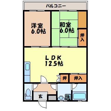 丸二ハイツ(2LDK/2階)の間取り写真