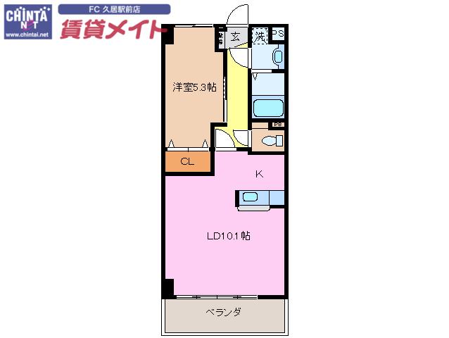 アーバンヒルズ城山(1LDK/4階)の間取り写真