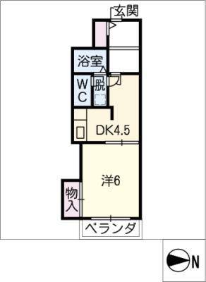 サンシャインビル北棟(1DK/4階)の間取り写真