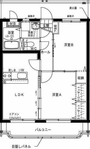 フェリスタ舞鶴(2LDK/1階)の間取り写真