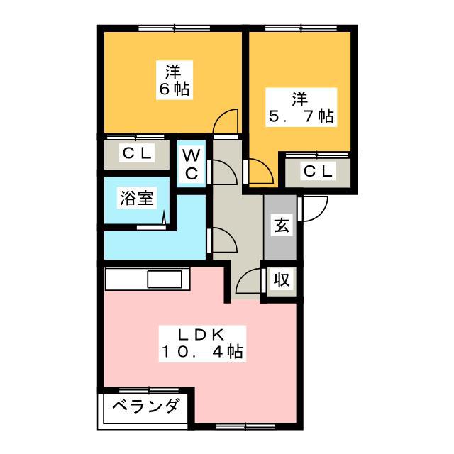 セン・トレア(2LDK/1階)の間取り写真