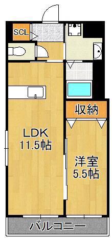 アセンション御開(1LDK/2階)の間取り写真