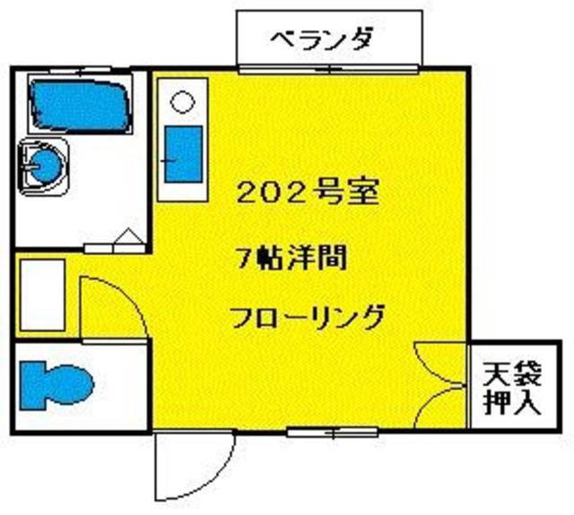 山下ハイツ(ワンルーム/2階)の間取り写真