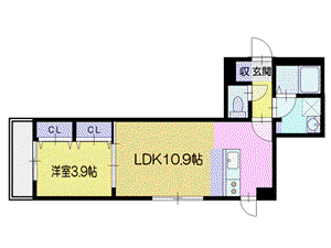 ヴェルデオーロ住吉(1LDK/3階)の間取り写真