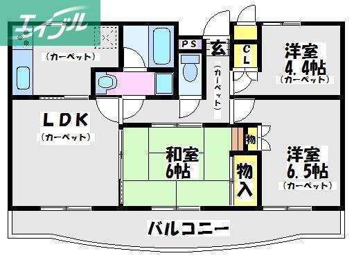 ローレルコートアネスト医大前(3LDK/6階)の間取り写真