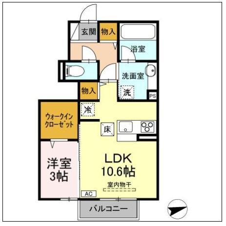 SHERRY(1LDK/1階)の間取り写真