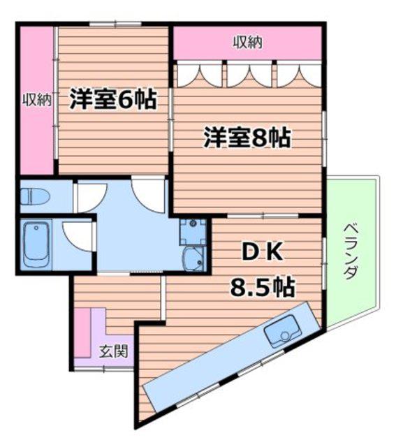 徳原マンション(2DK/1階)の間取り写真