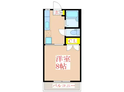 ルミナーレスカイ(1K/2階)の間取り写真