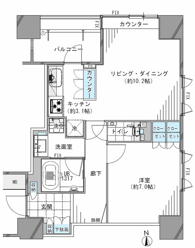 プレシス半蔵門(1LDK/12階)の間取り写真