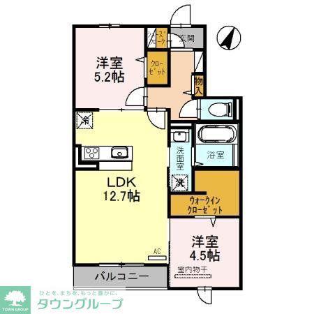 グランジュネス(2LDK/3階)の間取り写真