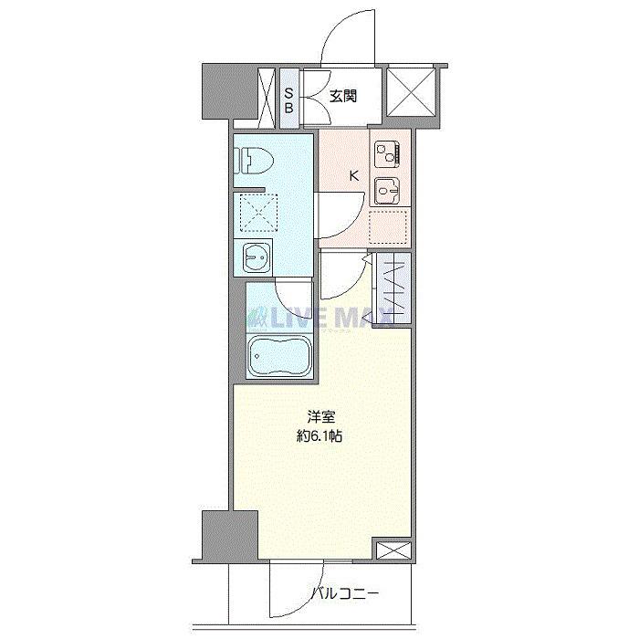 クレヴィスタ桜木町(1K/11階)の間取り写真