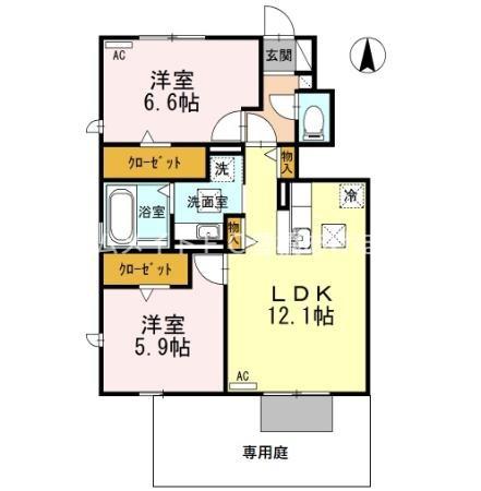 エトワール A(2LDK/1階)の間取り写真
