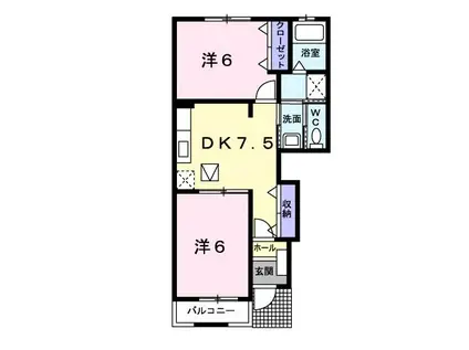 ポルトラーノIII(2DK/1階)の間取り写真