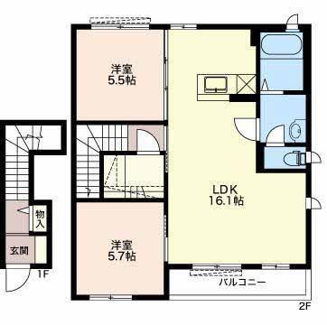 シャーメゾンよしだ A(2LDK/2階)の間取り写真