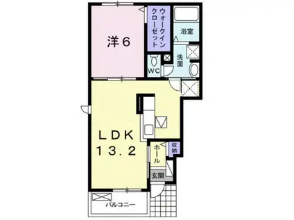 マーヴェラスII(1LDK/1階)の間取り写真