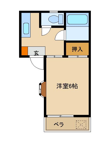 ユタカハイツ(1K/1階)の間取り写真
